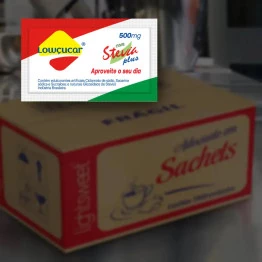 Adoçante Lowçucar Plus com Stevia Caixa com 1000 sachês de 0,5g