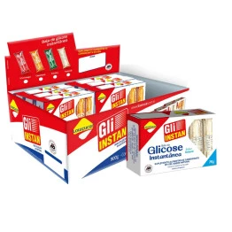Gli-Instan Lowçucar Sabor NATURAL Glicose Instantânea display com 12 cartuchos de 5 unid de 15g