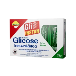 Gli-Instan Lowçucar Sabor MENTA Glicose Instantânea display com 12 cartuchos de 5 unid de 15g